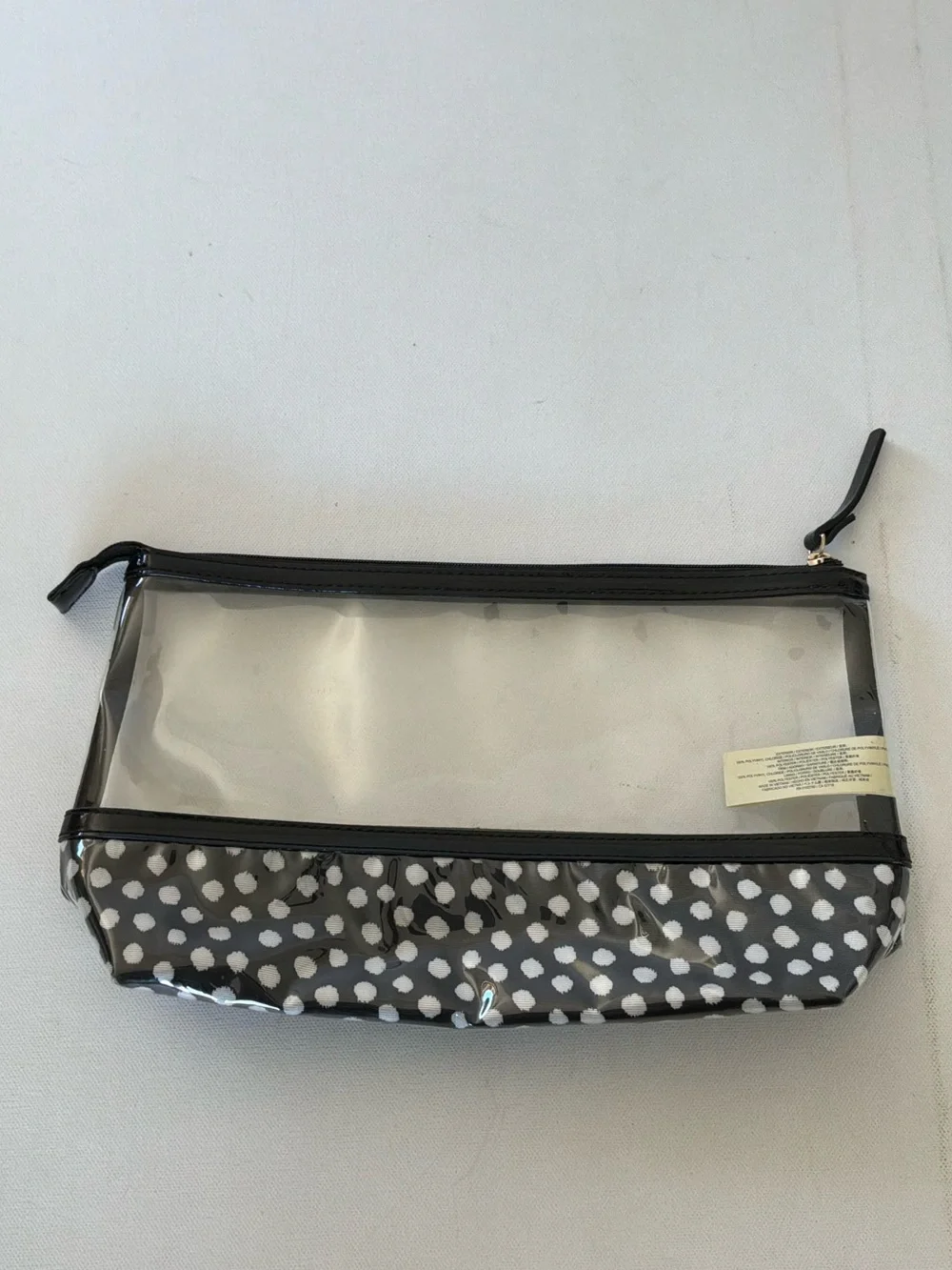 Kate Spade New York Black White Polka Dot Clear Vinyl Cosmetic Travel Makeup Bag